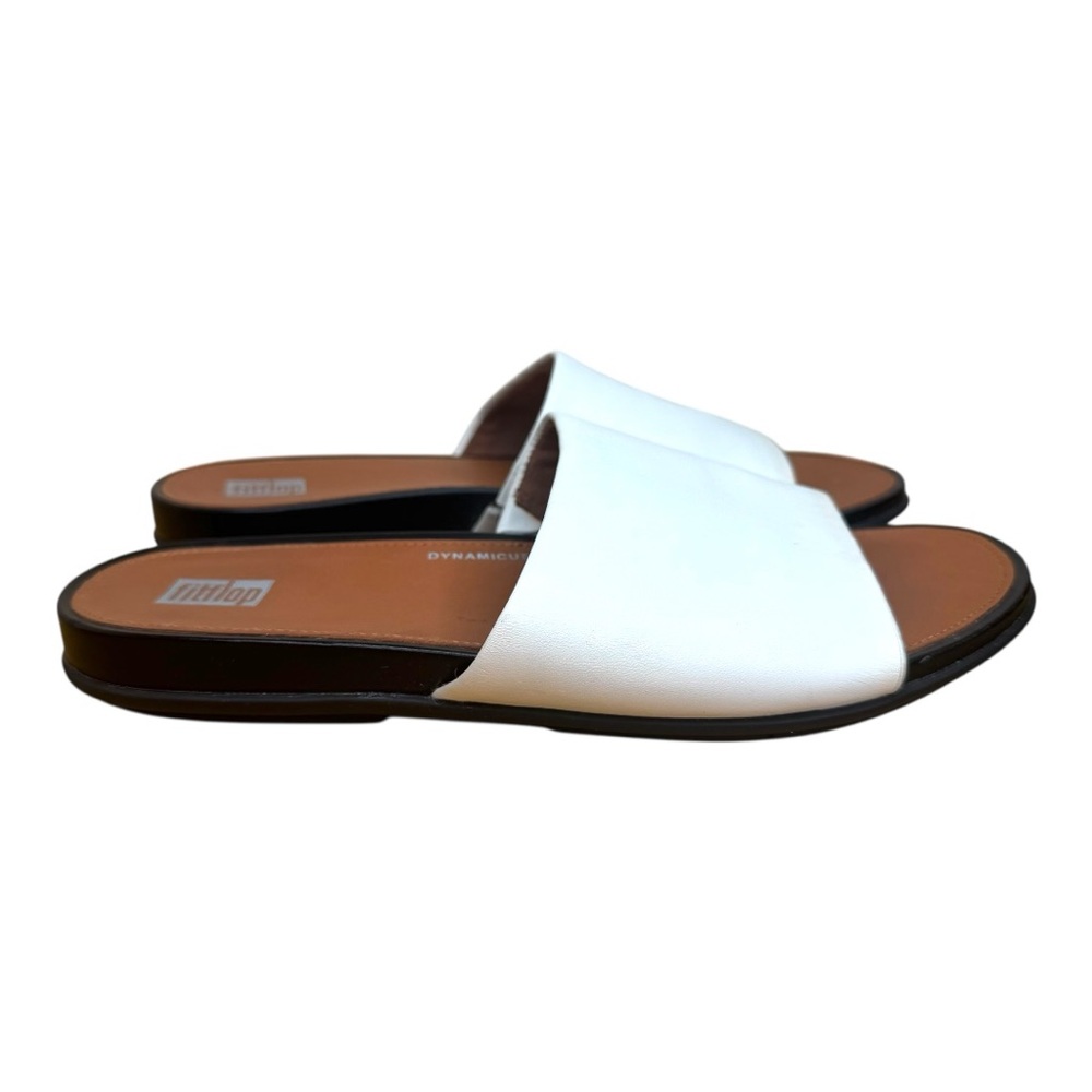 FitFlop Gracie Leather Pool Slide Sandals White US 6 EU 37 Comfort